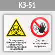 Знак «Осторожно - биологическая опасность (инфекционные вещества). Доступ посторонним запрещен», КЗ-51 (металл, 600х400 мм)
